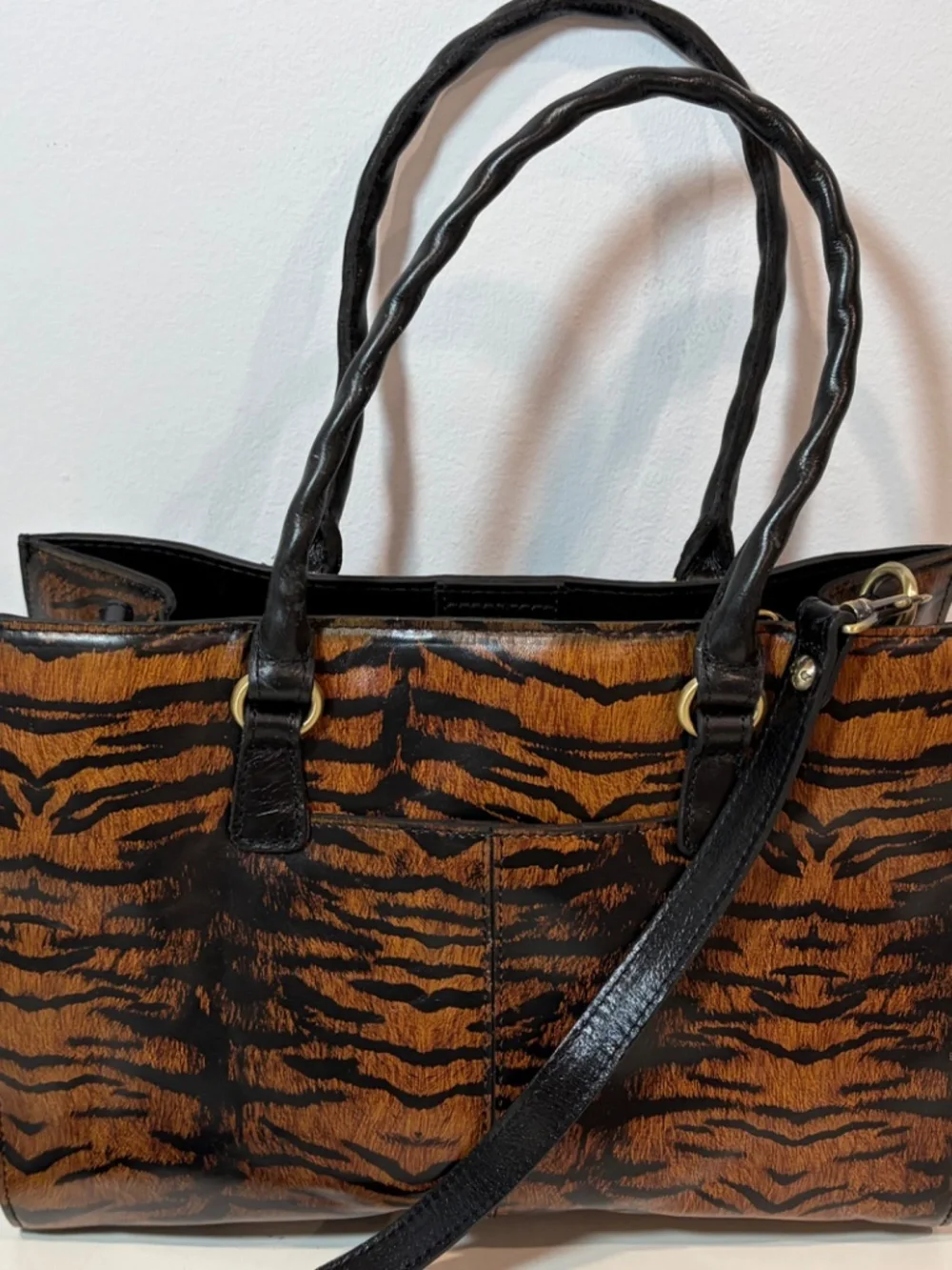 Patricia Nash Leather Primrose Satchel Handbag Tiger Print Purse Bag NEW